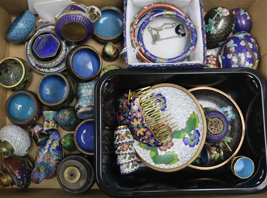A collection of miniature cloisonne items and jewellery,